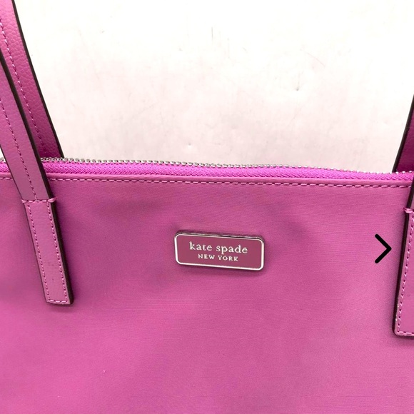 Kate ♠️ Spade Hayden Top Zip Pink Nylon Tote WKRU6537-$249 Retail Ruffled Pansy - Picture 4 of 9